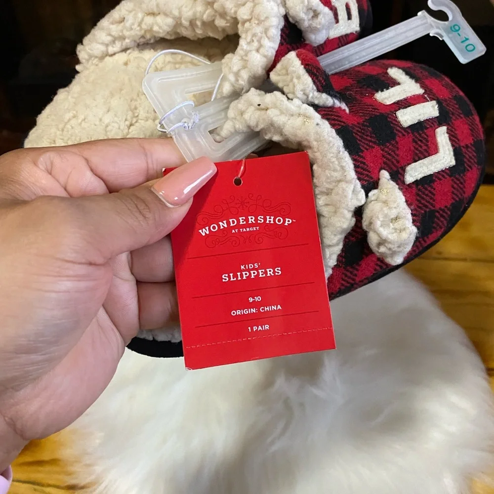 🎄Wondershop Christmad Plaid Little Kid Slippers “Lil Bear”🎄 - Picture 6 of 7